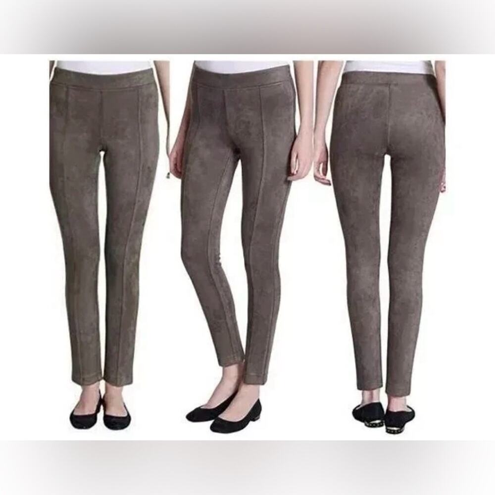 Andrew Marc Women's Super Soft Stretch Faux Suede Pull On Pants Taupe Small